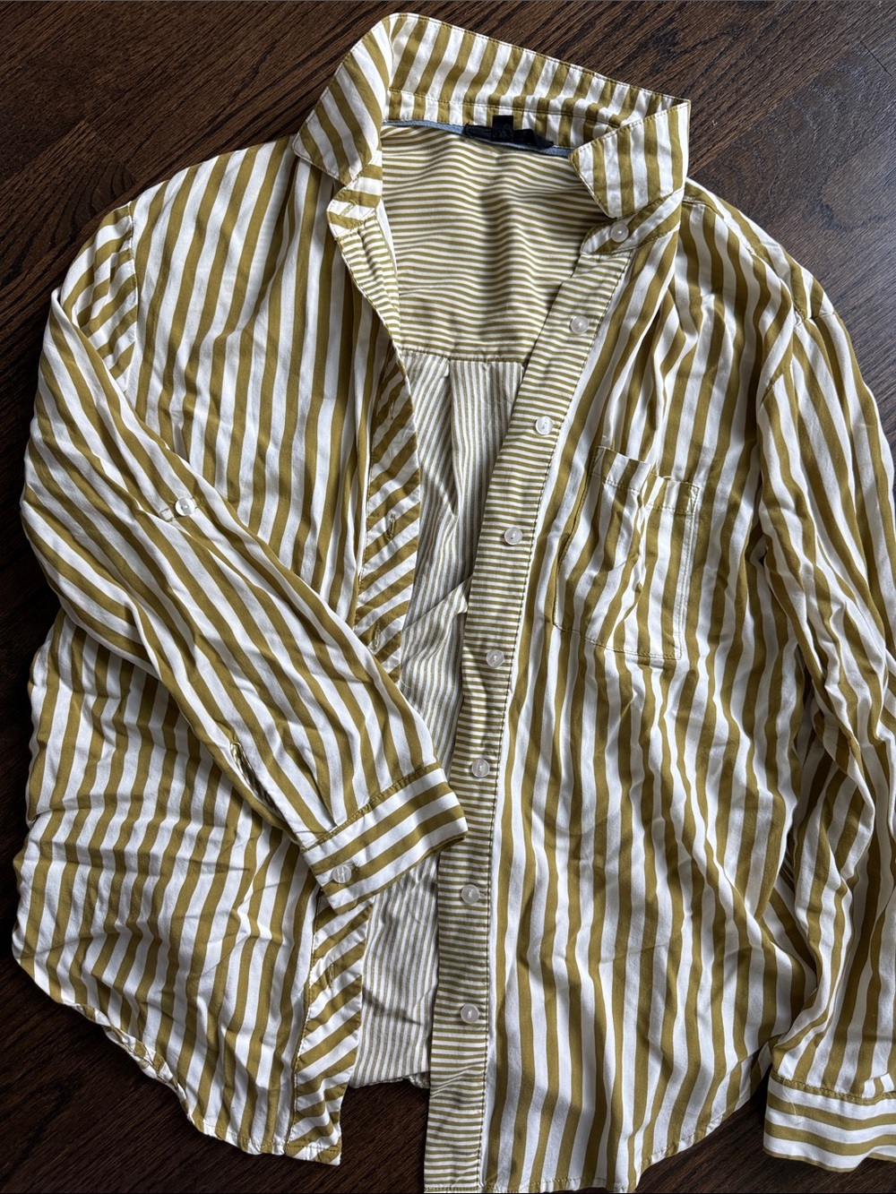Striped Button-Up Shirt - Green and White